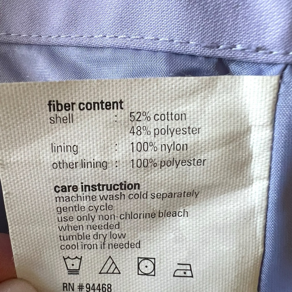 Vintage Y2K Medium ESPIRIT Lavender Lilac White Trim Cotton Blend Trench Coat - Picture 8 of 8